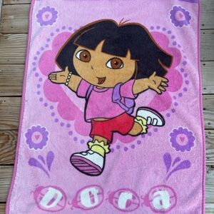 Vintage y2k Dora The Explorer toddler small Blanket nickelodeon pink